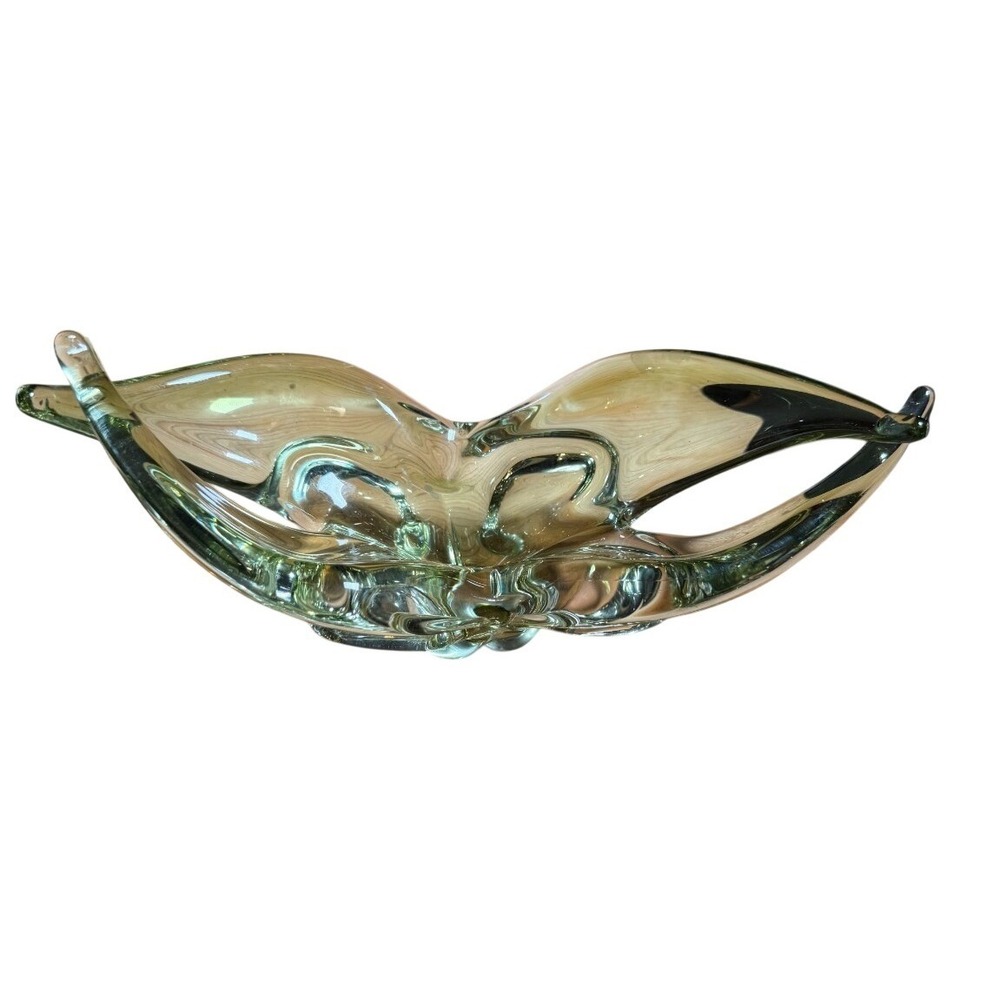 Vintage Lorraine Art Glass ? green Centerpiece MCM